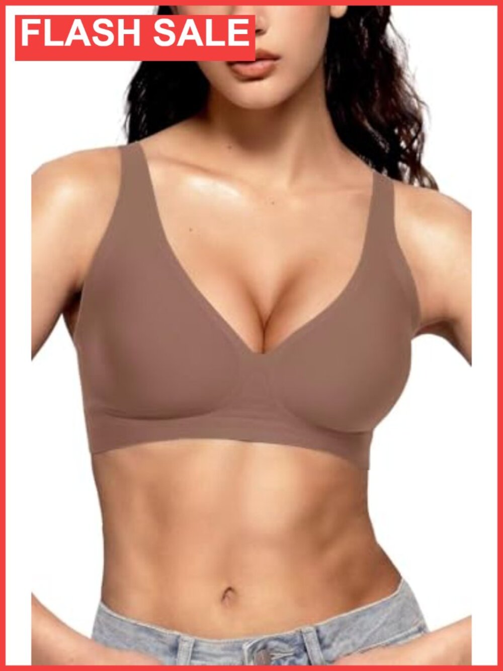 Wireless Push Up Plunge Bra Seamless Supportive Everyday Comfort